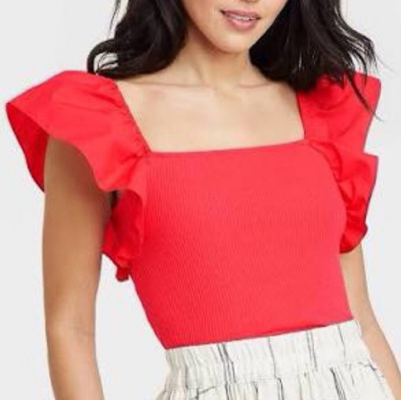 a new day Tops - NWT- A New Day Flutter Sleeve Top - Rocket Red - Size Large